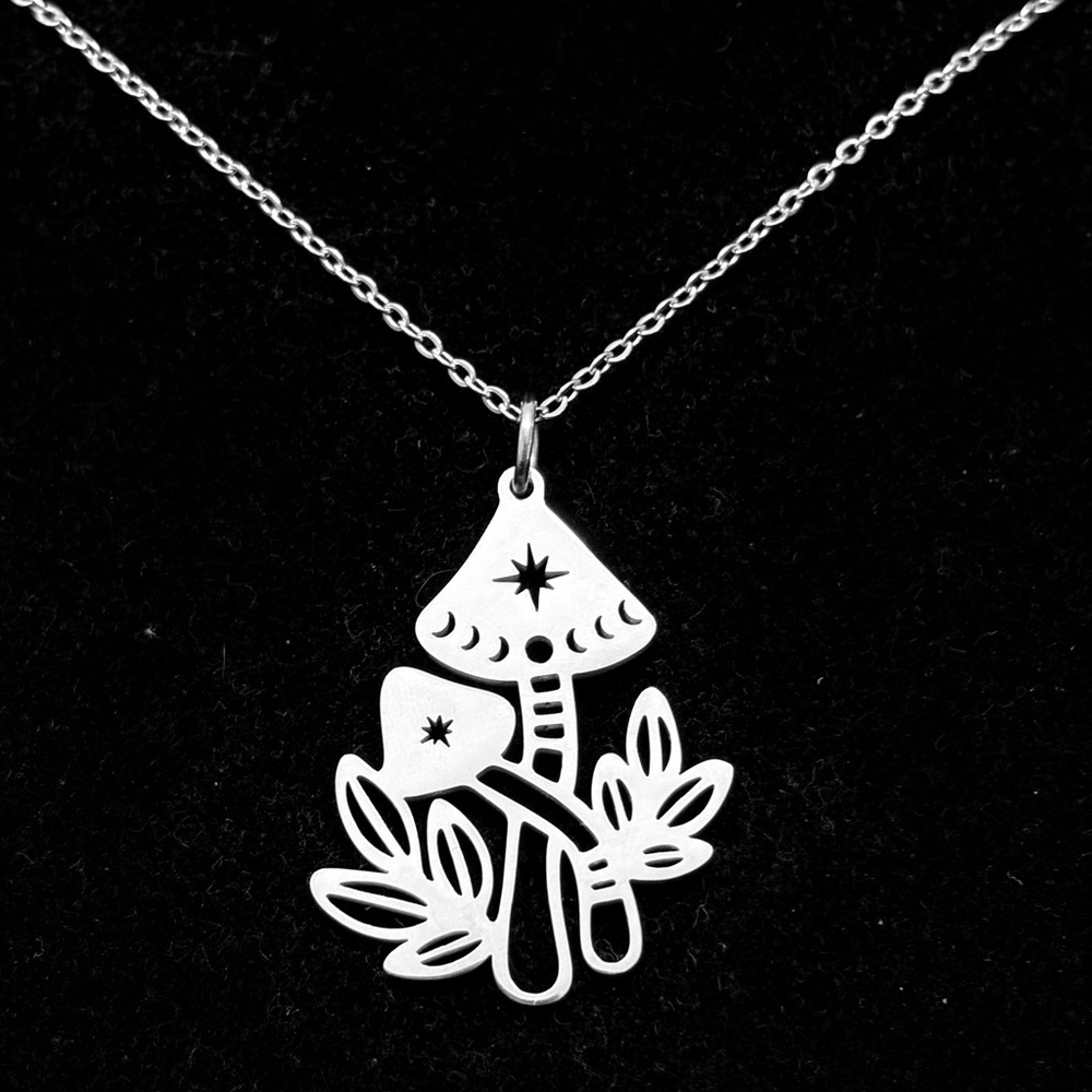 Mushroom stainless steel necklace